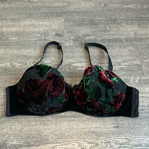 Floral & Velvet Chiffon Balconette Bra Savage X Fenty Size 44D